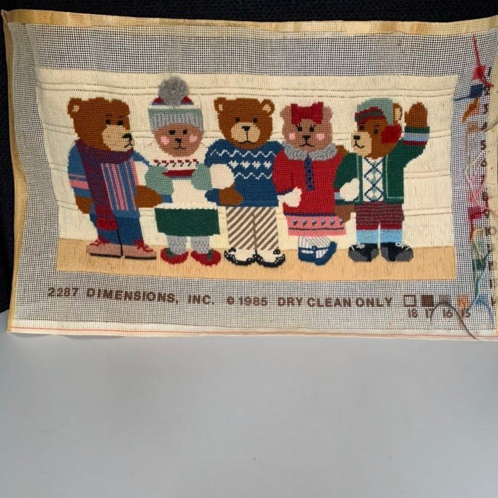 Dimensions #2287 Completed Bear Hugs NEEDLEPOINT